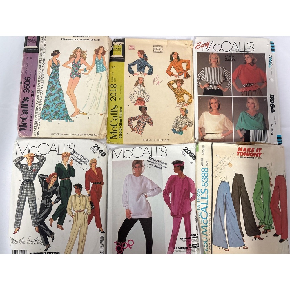 McCalls Sewing Patterns Lot of 6 Vintage Modern Jumpsuit Blouse Dress 3606 2140